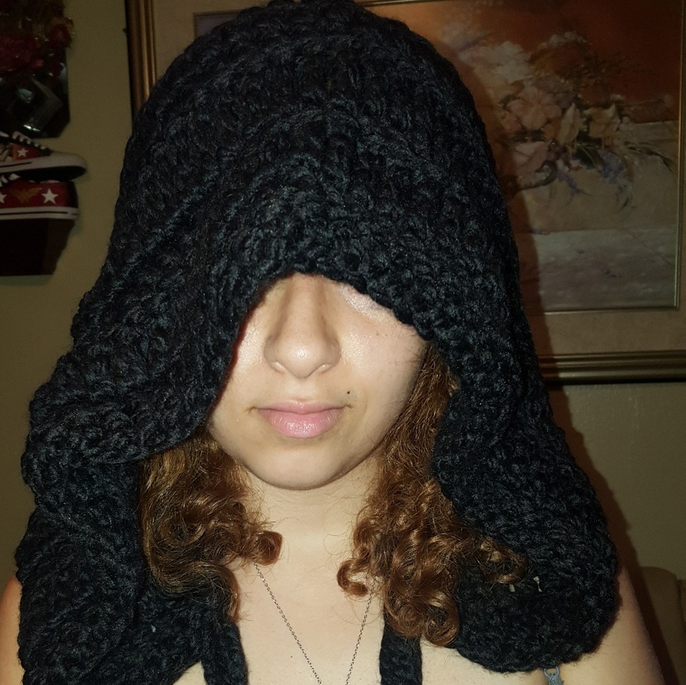 Crocheted  Black Hood